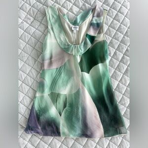 Armani Collezioni Green Abstract Silk Blouse